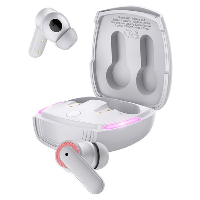 Hoco EW13 In-ear Bluetooth Handsfree Ακουστικά με Θήκη Φόρτισης Λευκά