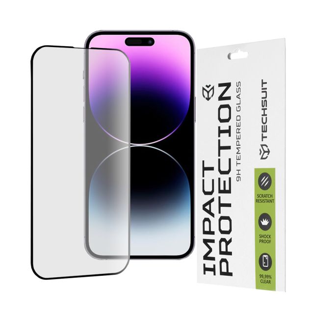 Techsuit 111D Full Glue Full Face Tempered Glass Μαύρο (iPhone 14 Pro Max)