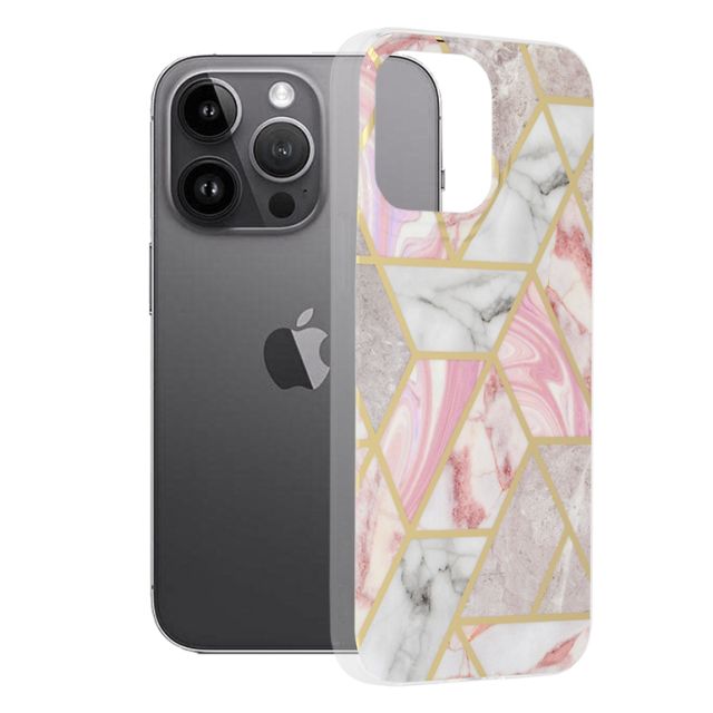 Techsuit Marble Series Back Cover Πλαστικό / Σιλικόνης Ροζ (iPhone 14 Pro Max)