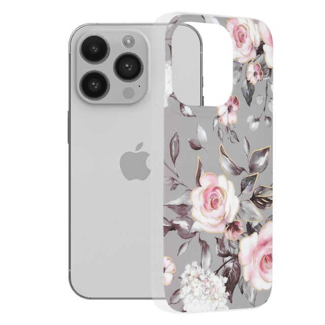 Techsuit Marble Back Cover Σιλικόνης Γκρι (iPhone 14 Pro)