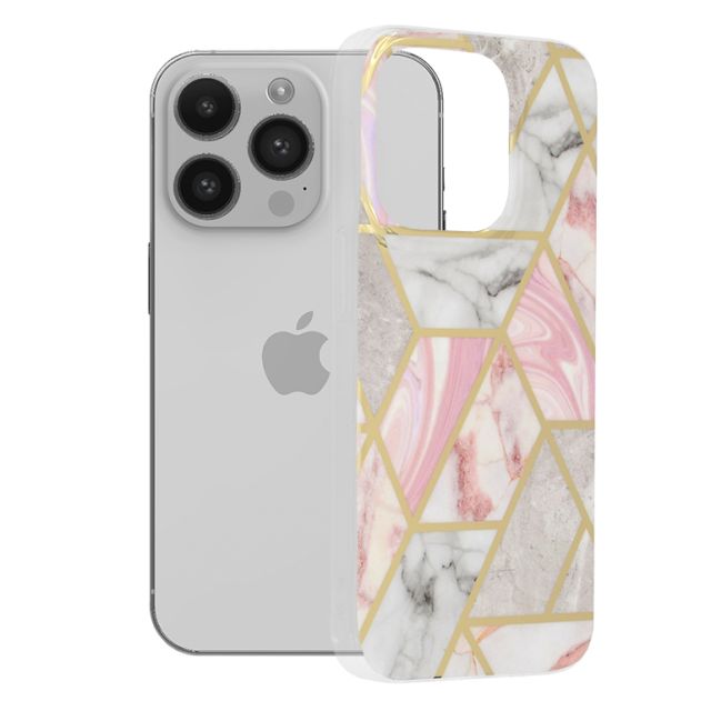 Techsuit Marble Series Back Cover Πλαστικό / Σιλικόνης Ροζ (iPhone 14 Pro)