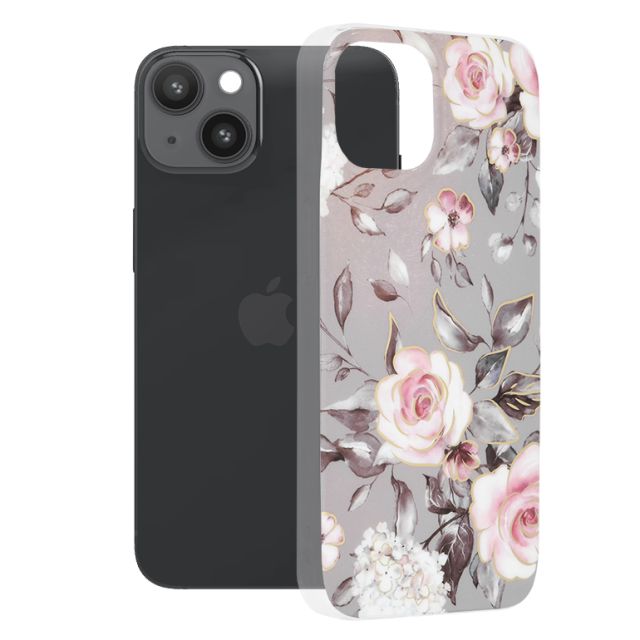 Techsuit Marble Series Apple iPhone 14 Bloom of Ruth Gray
