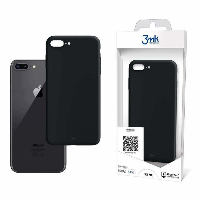 3MK Matt Back Cover Σιλικόνης Μαύρο (iPhone 8/7 Plus)