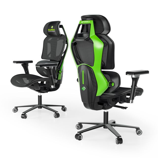 Eureka Ergonomic Καρέκλα Gaming Δερματίνης με Ρυθμιζόμενα Μπράτσα Μαύρη ERK-GC05-G