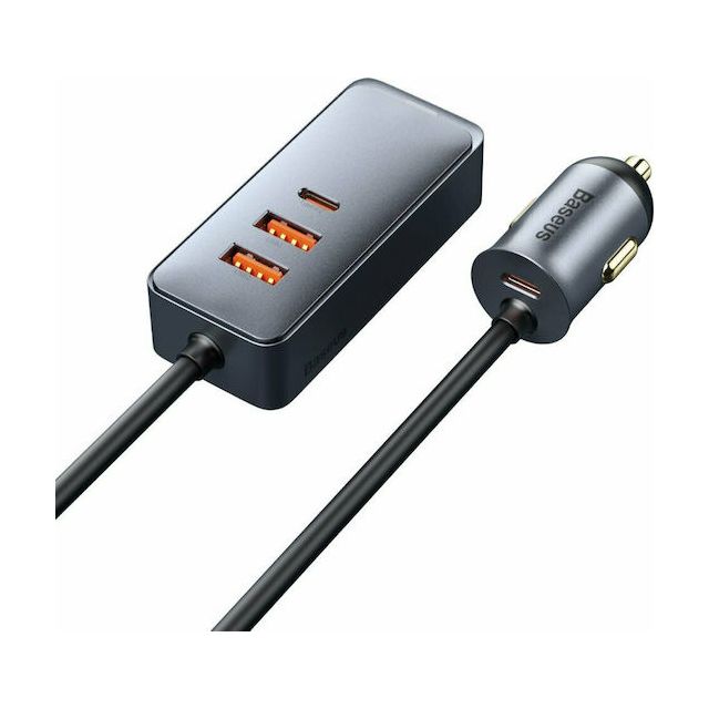 Baseus Share Together Φορτιστής Αυτοκινήτου 120W Γρήγορης Φόρτισης με Θύρες: 2xUSB 2xType-C Γκρι Χρώμα CCBT-A0G