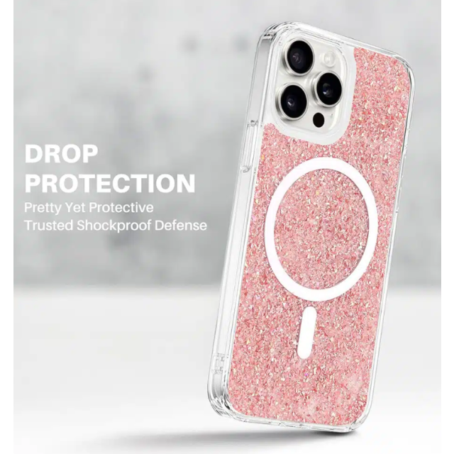 Techsuit – Luxury Glitter MagSafe – Apple iPhone 16 – Ροζ