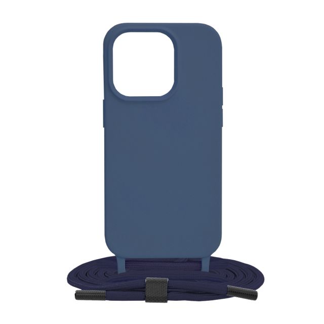 RF Θήκη Σιλικόνης με Λουράκι Λαιμού iPhone 14 Pro Blue