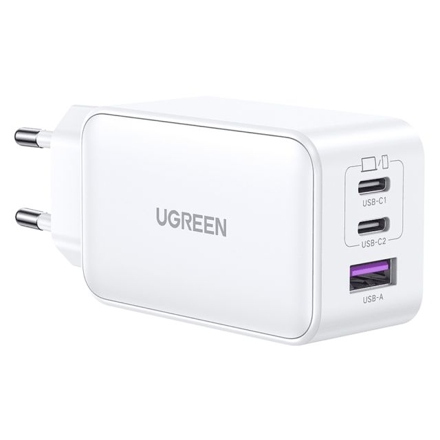 Ugreen Φορτιστής Χωρίς Καλώδιο με Θύρα USB-A και 2 Θύρες USB-C 65W Λευκός (Nexode )