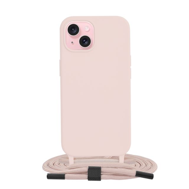 Techsuit Lanyard Back Cover Σιλικόνης με Λουράκι Ροζ (iPhone 15)