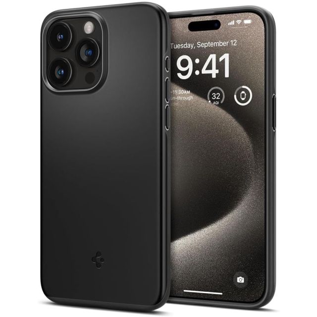 Spigen Thin Fit Back Cover Μαύρο (iPhone 15 Pro Max)