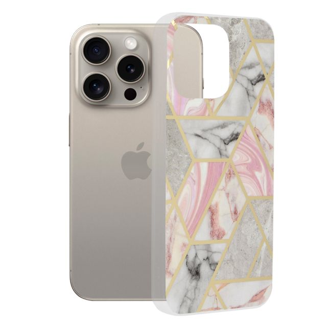 Techsuit Marble Back Cover Ροζ (iPhone 15 Pro Max)