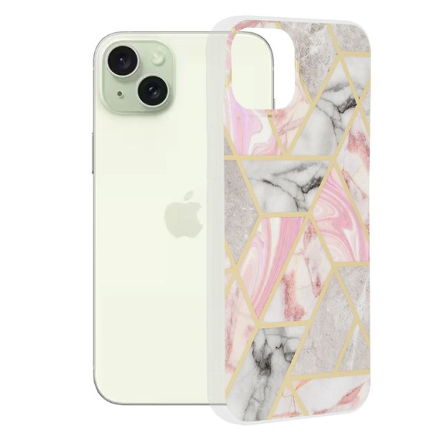 Techsuit Marble Back Cover Ροζ (iPhone 15 Plus)