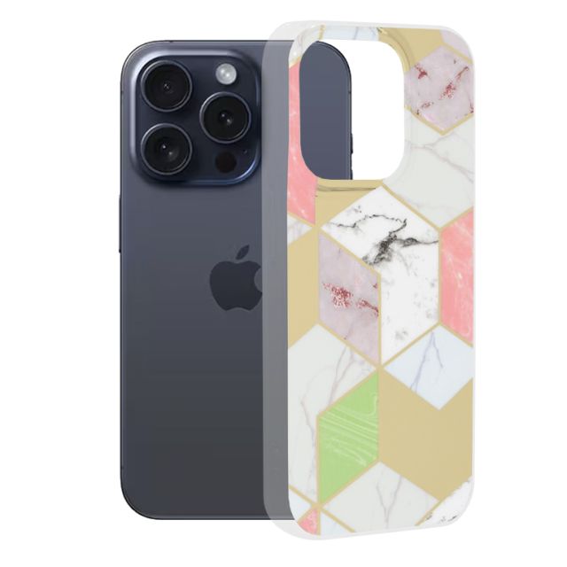 Techsuit Marble Back Cover Μωβ (iPhone 15 Pro)