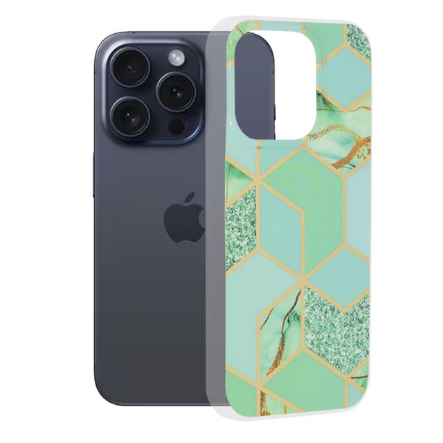 Techsuit Marble Back Cover Πράσινο (iPhone 15 Pro)
