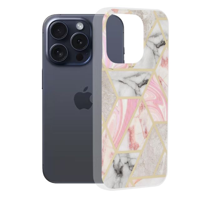 Techsuit Marble Back Cover Ροζ (iPhone 15 Pro)