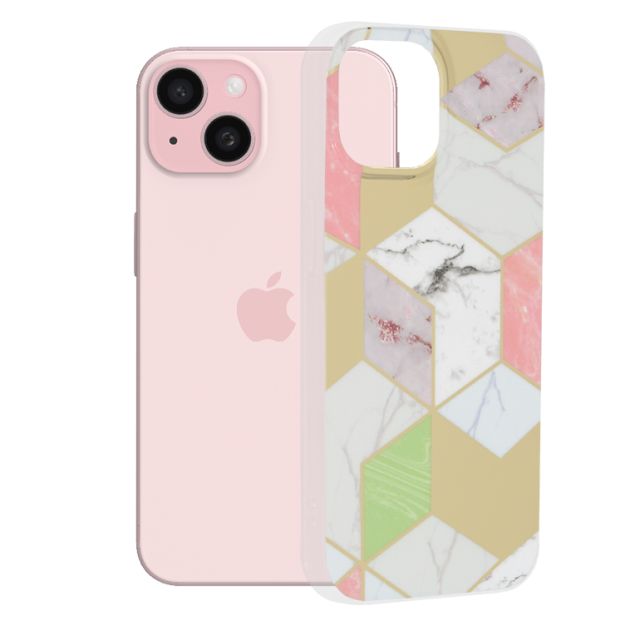 Techsuit Marble Back Cover Μωβ (iPhone 15)