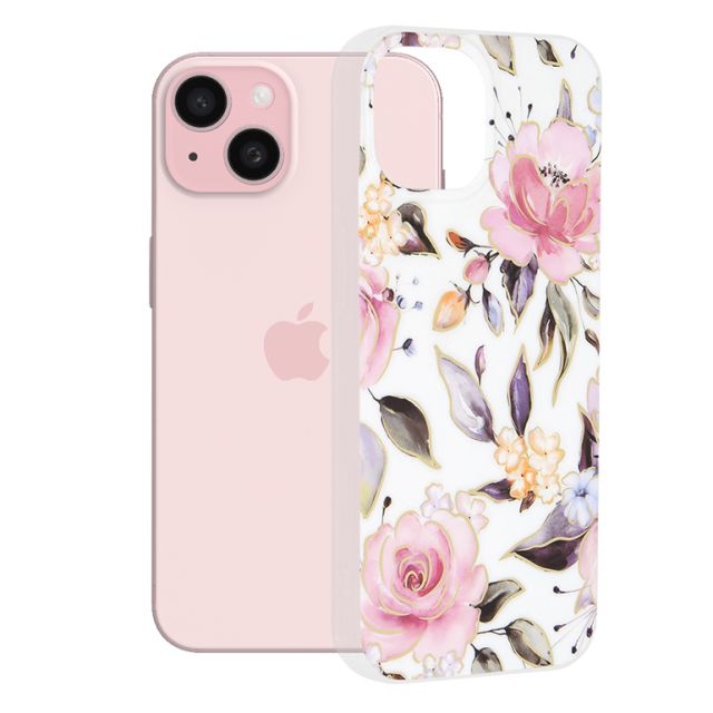 Techsuit Marble Back Cover Λευκό (iPhone 15)