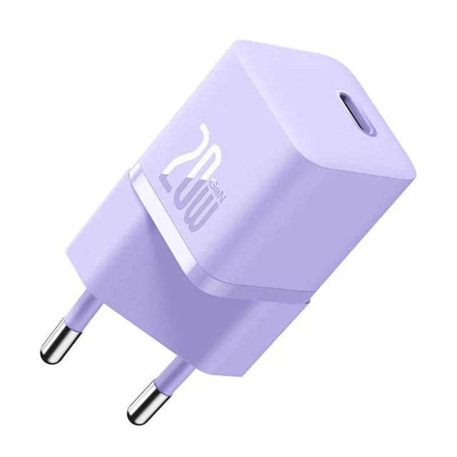 Baseus Φορτιστής Χωρίς Καλώδιο με Θύρα USB-C 20W Power Delivery / Quick Charge 5.0 Μωβ (GaN5 1C)