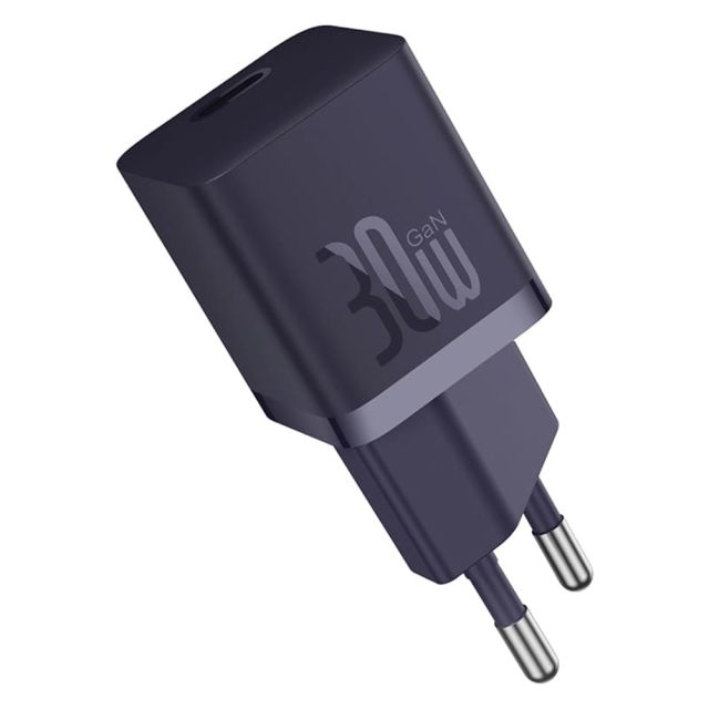 Baseus Φορτιστής Χωρίς Καλώδιο με Θύρα USB-C 30W Power Delivery / Quick Charge 5.0 Μωβ (GaN5 1C)