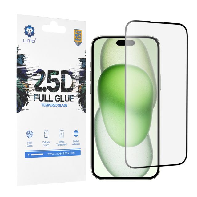 Lito Glass 2.5D Tempered Glass Μαύρο (iPhone 15 Plus)