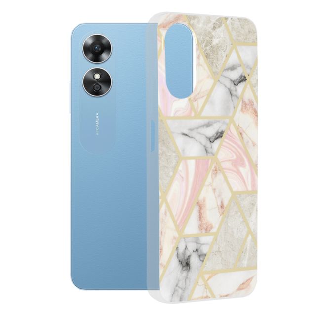 Techsuit Marble Back Cover Ροζ (Oppo A17)