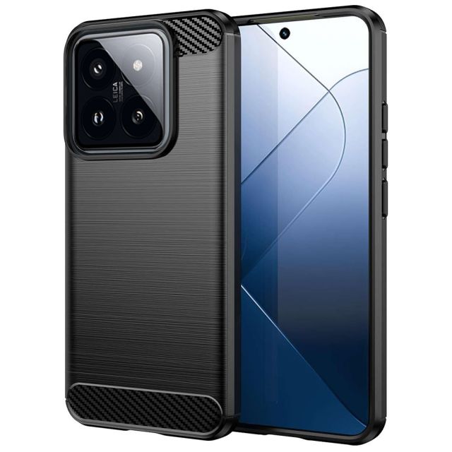 Techsuit Carbon Back Cover Σιλικόνης Μαύρο (Xiaomi 14 Pro)