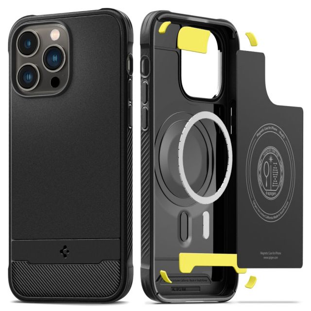 Spigen Rugged Armor Magsafe Back Cover Πλαστικό / Σιλικόνης Ανθεκτική Matte Black (iPhone 14 Pro)