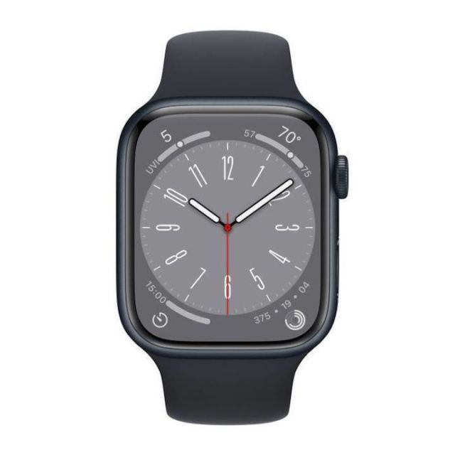 Apple Watch Series 8 45mm GPS+Cellular Aluminum Case | Black | Black Sport Band | Refurbished Grade A