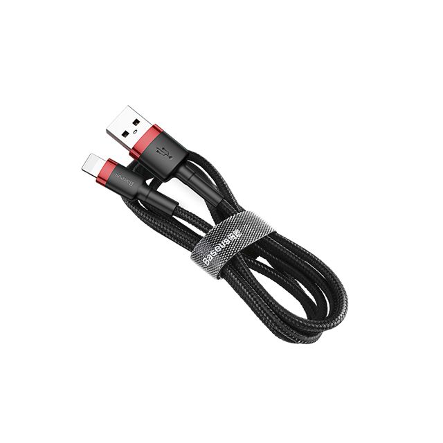 Baseus Καλώδιο Cafule Braided USB to Lightning Μαύρο/Κόκκινο 1m