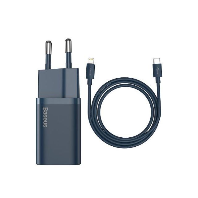 Baseus Φορτιστής με Θύρα USB-C και Καλώδιο Lightning 20W Power Delivery (Super Si) Μπλε