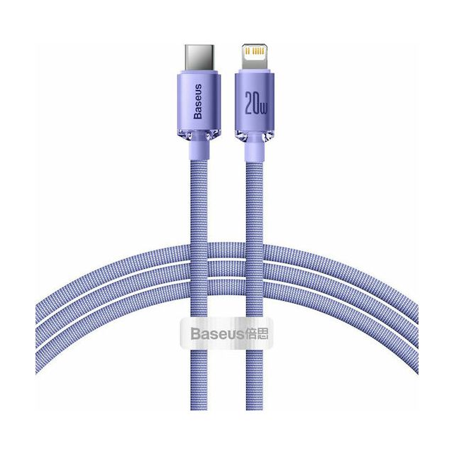 Baseus Crystal Shine Braided USB-C to Lightning Cable 20W Μωβ 1.2m (CAJY000205)