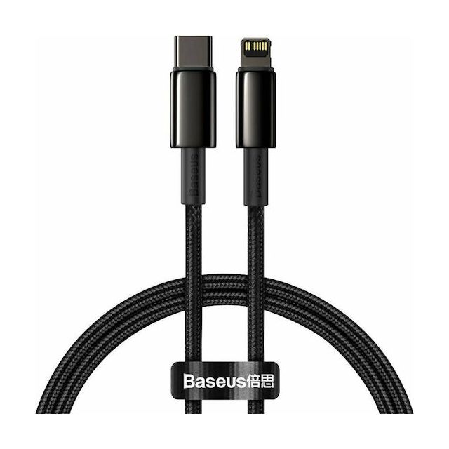Baseus Tungsten Gold Braided USB-C to Lightning Cable 20W Μαύρο 1m (CATLWJ-01)