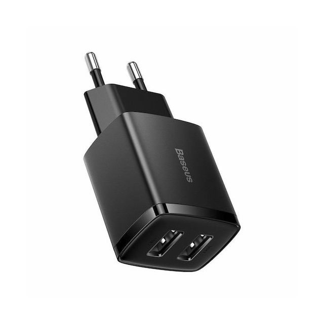 Baseus Φορτιστής Χωρίς Καλώδιο με 2 Θύρες USB-A 10.5W Μαύρος (Compact)
