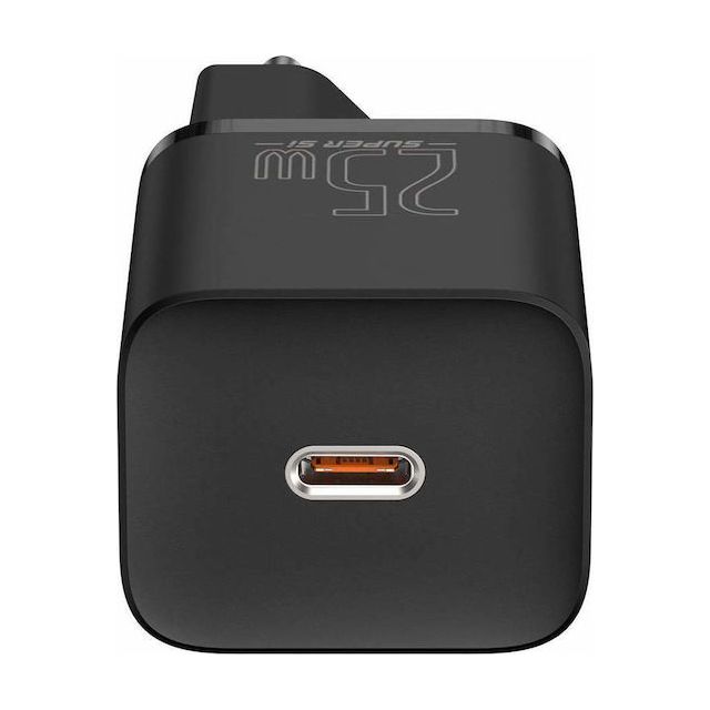 Baseus Φορτιστής Χωρίς Καλώδιο με Θύρα USB-C 25W Μαύρος (Super Si 1C)