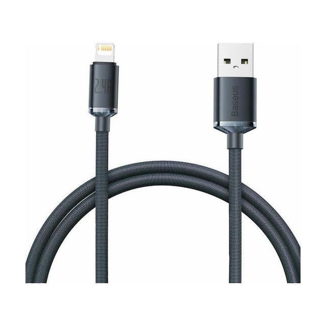 Baseus Crystal Shine Braided USB to Lightning Cable Μαύρο 1.2m (CAJY000001)
