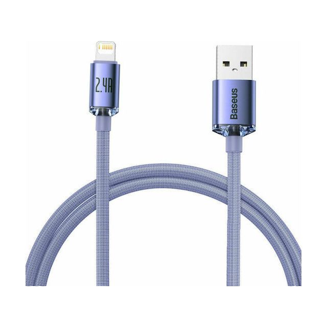 Baseus Crystal Shine Braided USB to Lightning Cable Μωβ 1.2m (CAJY000005)