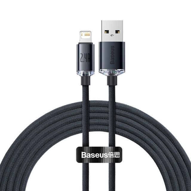 Baseus Crystal Shine Braided USB to Lightning Cable Μαύρο 2m (CAJY000101)