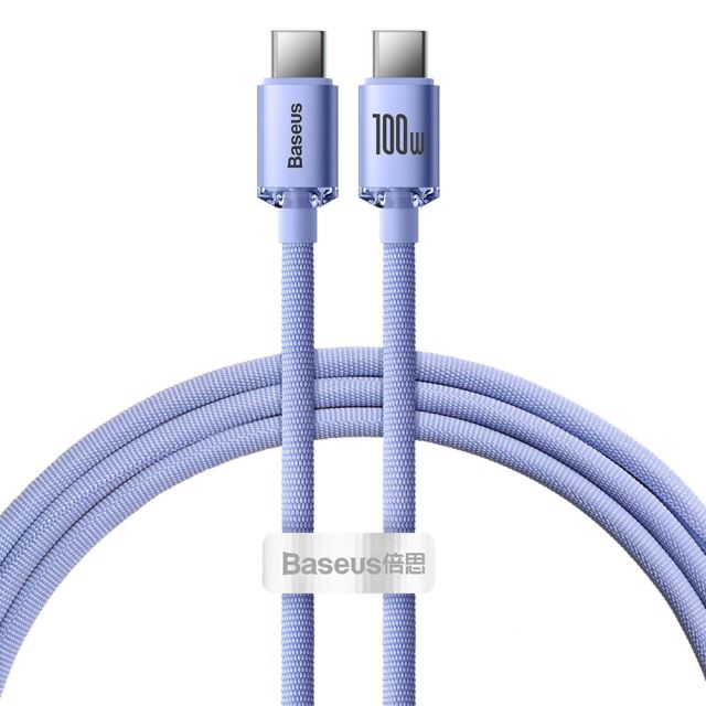 Baseus Crystal Shine Braided USB 2.0 Cable USB-C male - USB-C 100W Μωβ 1.2m CAJY000605-102