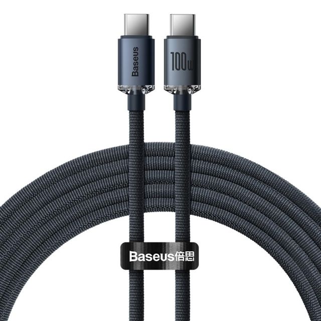 Baseus Crystal Shine Series USB 2.0 Cable USB-C male - USB-C 100W Μαύρο 2m