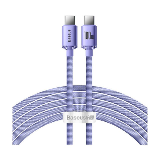 Baseus Crystal Shine Braided USB 2.0 Cable USB-C male - USB-C 100W Μωβ 2m (CAJY000705)