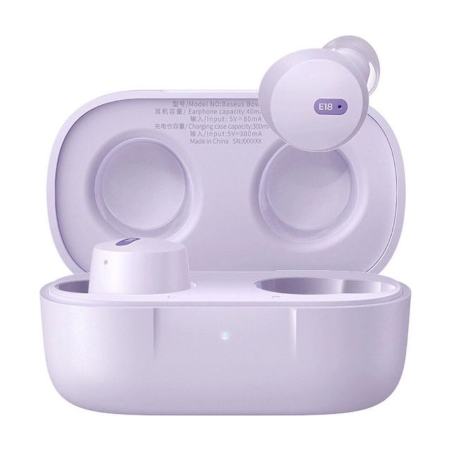 Baseus Bowie E18 In-ear Bluetooth Handsfree Ακουστικά με Αντοχή στον Ιδρώτα και Θήκη Φόρτισης Μωβ