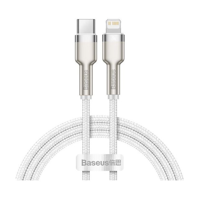 Baseus Cafule Braided USB-C to Lightning Cable 20W Λευκό 1m (CATLJK-A02)