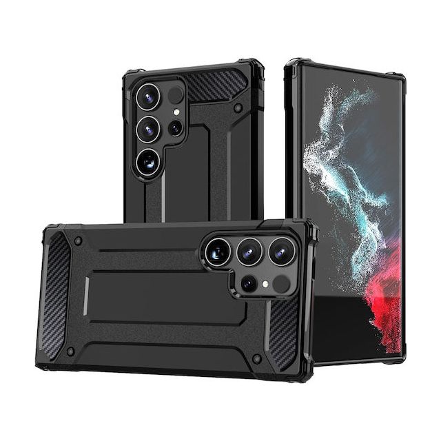 Hurtel Hybrid Back Cover Πλαστικό / Σιλικόνης Μαύρο (Redmi Note 14 Pro+)