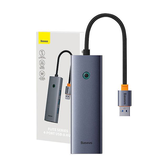 Baseus Ultrajoy USB 3.0 Hub 4 Θυρών με σύνδεση USB-A Γκρι (B0005280A813-01)
