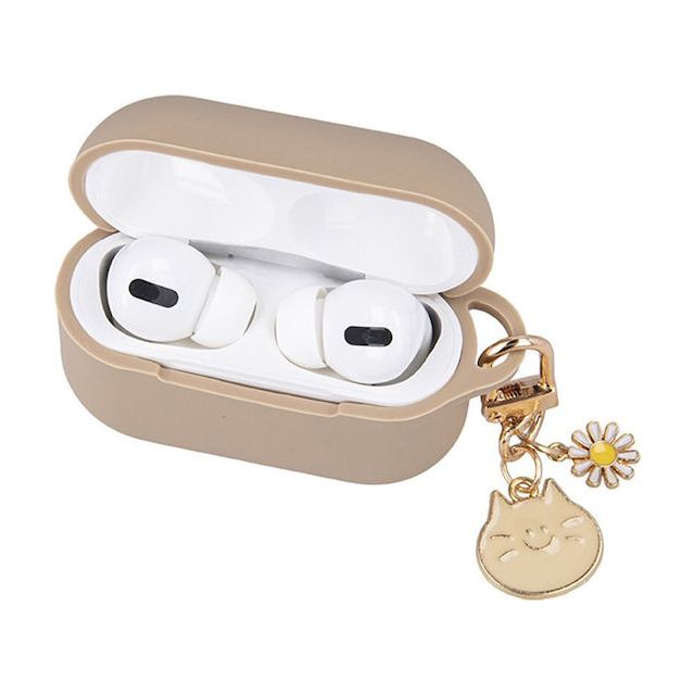 TelForceOne Airpods 3 Case Pendant Θήκη Σιλικόνης με Γάντζο σε Μπεζ χρώμα για Apple AirPods 3