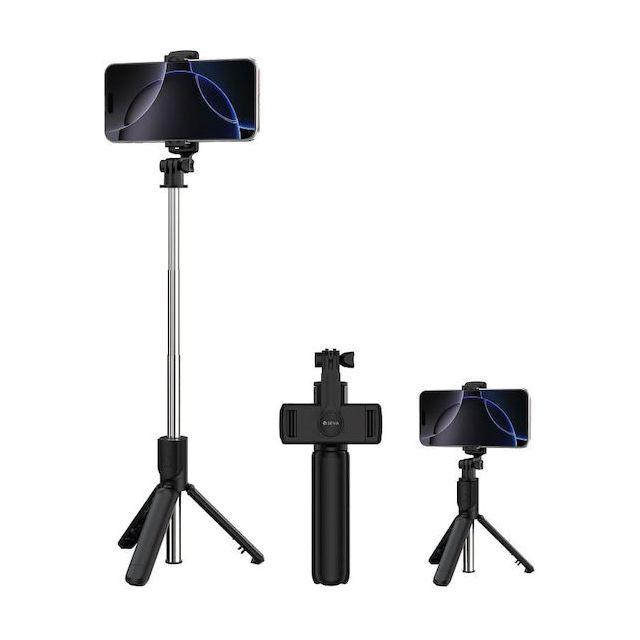 Devia Es083 Selfie Stick Τρίποδο Κινητού με Bluetooth Μαύρο