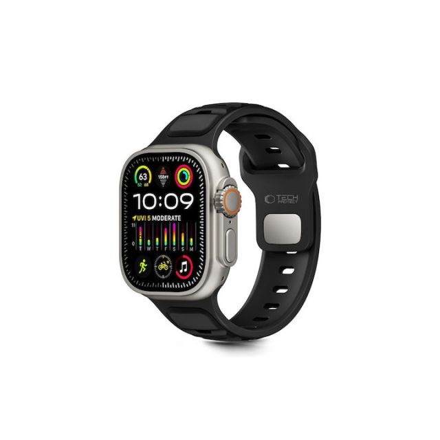 Tech-Protect Λουράκι Σιλικόνης Μαύρο (Apple Watch 44/45/46/49MM, TECH-PROTECT)