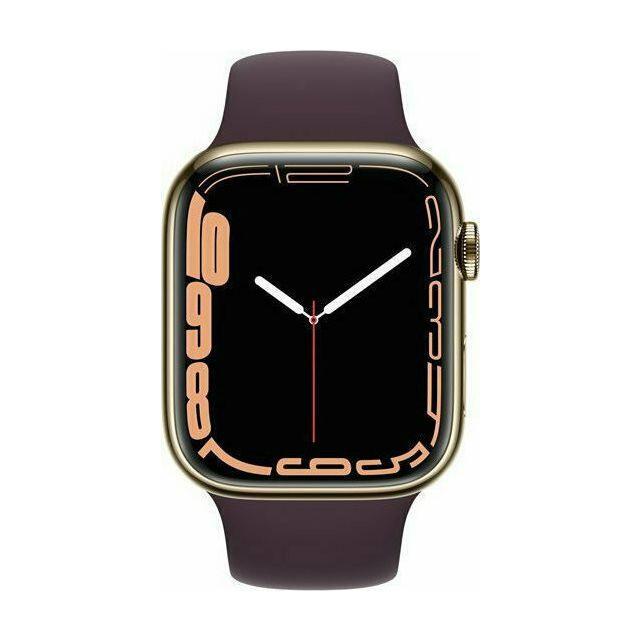 Apple Watch Series 7 41mm GPS + Cellular Aluminum Case | Gold | Black Sport Band | Refurbished Grade A