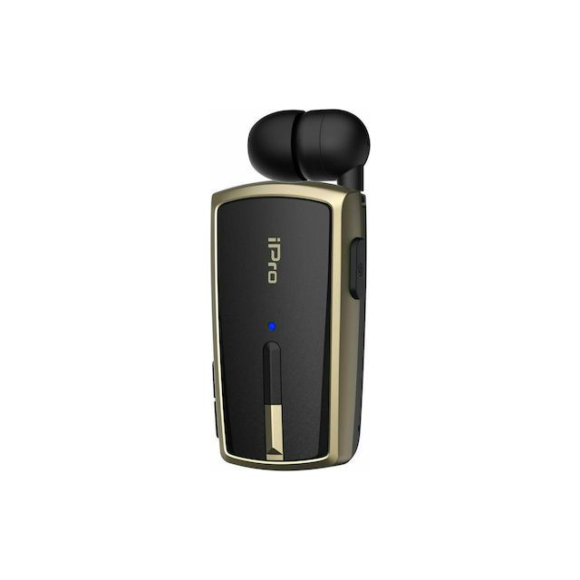 iPro RH120 In-ear Bluetooth Handsfree Ακουστικό Πέτου Μαύρο / Χρυσό