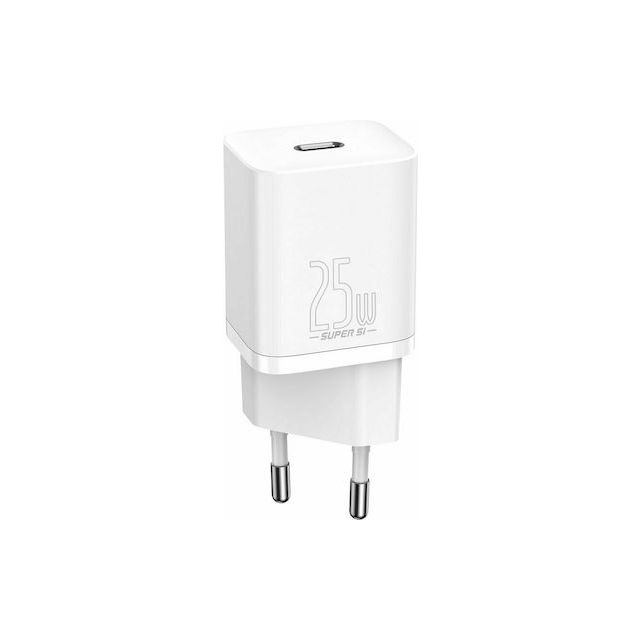 Baseus Φορτιστής Χωρίς Καλώδιο με Θύρα USB-C 25W Λευκός (Super Si 1C)